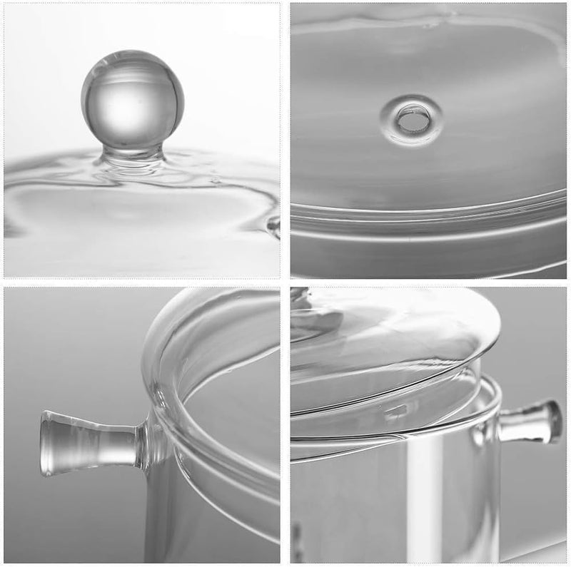 yvsay 1600ml Glass Saucepan with Cover, Stovetop Cooking Pot and Pan with Lid and Handle Simmer Pot Clear Soup Pot, High Borosilicate Glass Cookware - Image 4